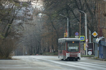 Tram on a city street