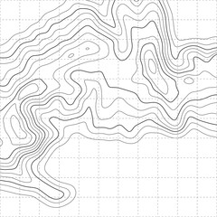 Topographic map with lines on a white background. Geographic map concept. Vector illustration