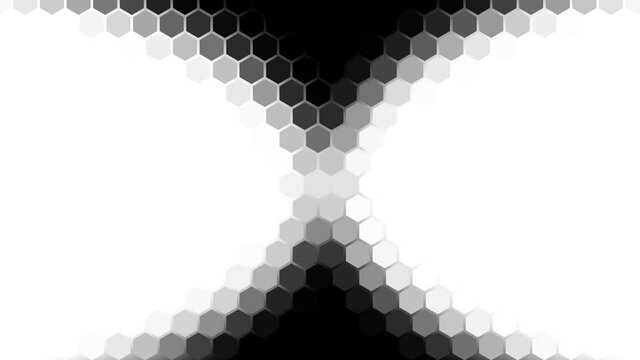 4 black and white mask for transitions based on a hexagonal grid. Bright and dynamic transition for videos and photos. Looped