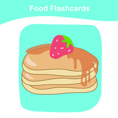 Food flashcard for preschool education. Isolated illustration of foods. Vector illustration in cartoon style.