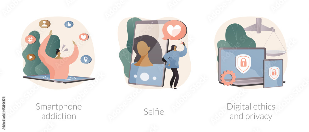 Poster digital behaviour abstract concept vector illustrations.