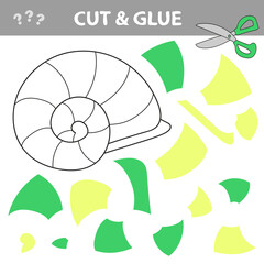 Cut and glue - Simple game for kids. Use scissors and glue and restore the picture inside the contour. Easy paper game for kids with seashell