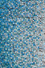 Close-up of a bluish-white gradient made of smalt on a mosaic.