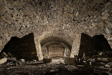 The dungeon of the Armenian Church of St. Nicholas, built in the 1700s in the town of Kamianets-Podilskyi. Ancient dungeon.
