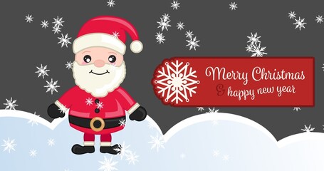 Digitally generated image of santa claus with christmas and new year greeting