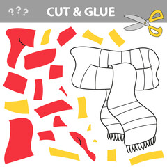 Cut and glue - Simple game for kids. Cut parts of Scarf and glue them. Educational children game, printable worksheet, vector illustration