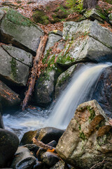 water cascading over rocks  in the wilderness of new england