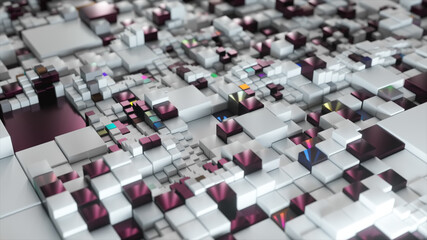 Abstract background. 3d black white cubes. Futuristic concept of network, data, digital. 3d Illustration