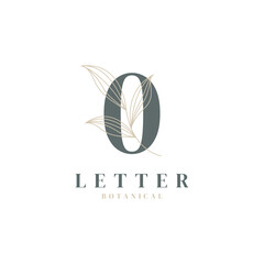 Fototapeta premium Number 0 Floral and Botanical Logo. Nature Leaf Feminine for Beauty Salon, Massage, Cosmetics or Spa Icon Symbol