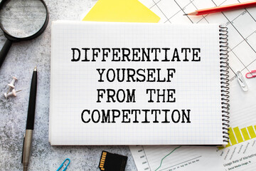 text DIFFERENTIATE YOURSELF FROM THE COMPETITION next to yellow lighting bulb.