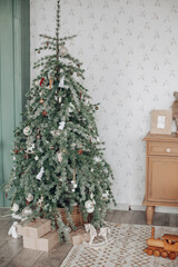 Fototapeta na wymiar Beautiful room with Christmas decorations. Christmas holidays