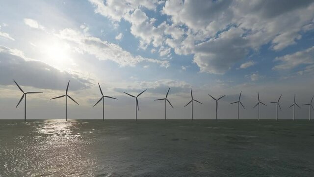 Wind turbines on sea Power electric Green clean 
