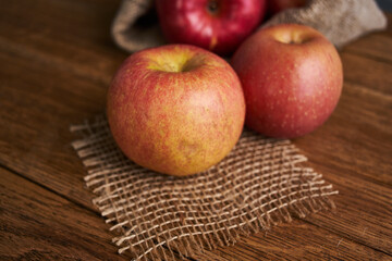 apples on a wooden table vitamins fresh fruits organic
