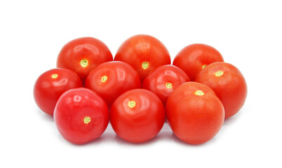 Whole fresh tomato isolated on white background.