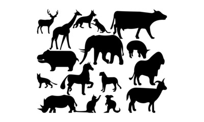 calf animal silhouette icon set