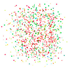 Multicolored bright confetti on isolated white. Geometric background with glitters. Circle pattern for design. Print for flyers, posters, banners and textiles. Greeting cards. Luxury texture