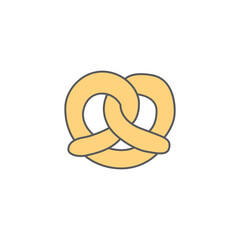 Pretzel icon symbol in color icon, isolated on white background