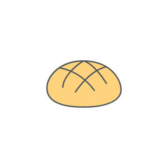 bakery, bun icon symbol in flat black line style, isolated on white background