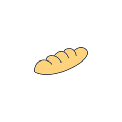 Baguette, bakery icon symbol in flat black line style, isolated on white background
