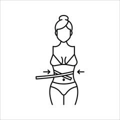 waist, waistline, weight loss. linear icon on white background. color editable