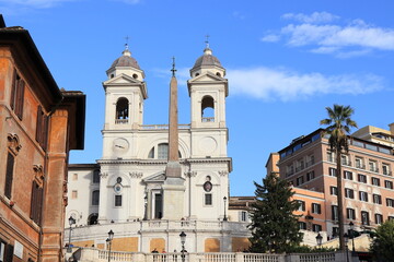 Fototapeta na wymiar Trinità dei Monti Church View in Rome, Italy