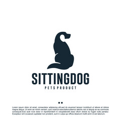sitting dog , care ,logo design template