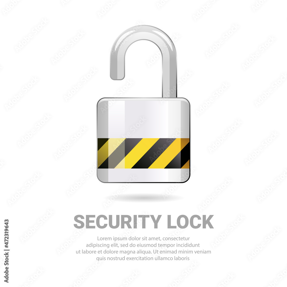 Poster shiny padlock vector illustration. realistic vector illustration of security padlock. suitable for d