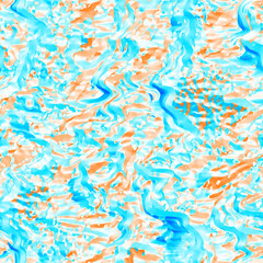 Wavy summer dip dye background. Ombre color blend for beach swimwear, trendy fashion print. Boho dripping wave digital watercolor effect. High resolution artistic seamless pattern material.