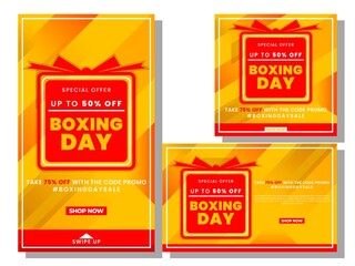 Boxing day social media post template design collection illustration