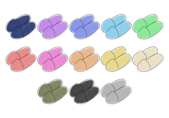 スリッパのイラストセット