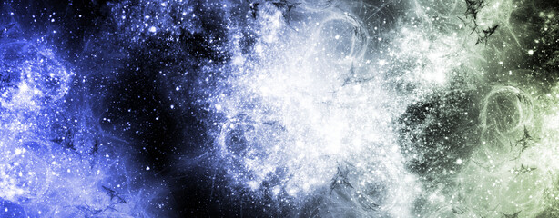 abstract space, colorful nebula, stars and sky