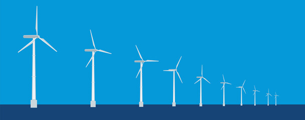 立体的な風力発電所のイラスト　クリーンエネルギー　地球温暖化防止カーボンニュートラル　SDGs Sustainable Development Goals 