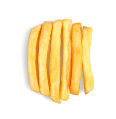 Tasty french fries on white background