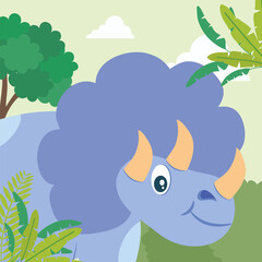 blue triceratop card