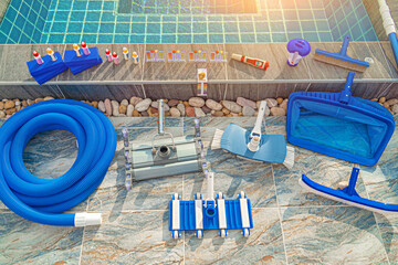Service and maintenance of the pool.Check the PH of the pool.Liquid test the pH of the pool. Kit...