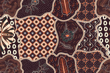 asian traditional batik abstract pattern - obrazy, fototapety, plakaty