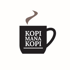 KOPI MANA KOPI, morning coffee drink with listening music vector illustrations