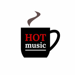 hot music logo, image of simple cup of coffee vector illustrations
