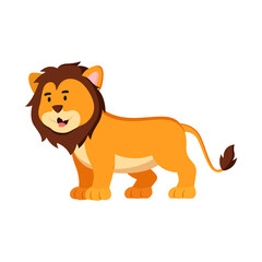 León, dibujo animado. Caricatura de león. Mamífero. Ilustración vectorial