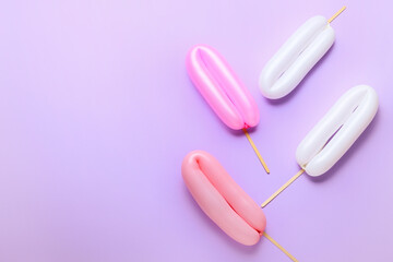 Beautiful balloons on color background