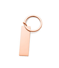 Stylish key chain on white background