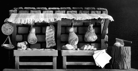 craft butcher shop Black and white