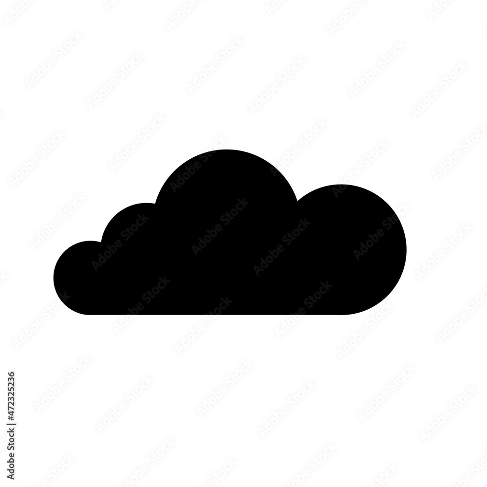 Poster black cloud icon. database sign. digital space. thin line. outline element. cartoon art. vector illu