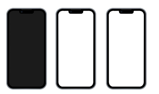 black smartphone mockup, white cellphone 