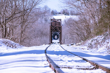 Railway Bridge and tunnel at Cotter in winter