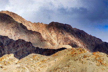 Beautiful aerial view of moonland ,Leh, Ladakh, Jammu and Kashmir, India. The Moonland is famous for its rock formation and texture which looks like a part of moon on earth, hence the name.