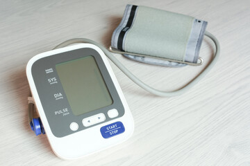 pressure monitor and heart rate monitor with digital pressure gauge. Health care and Medical concept