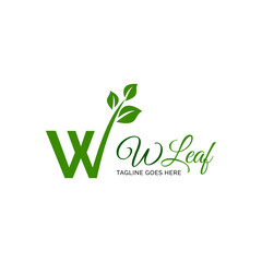 Initial letter W leaf logo design inspiration