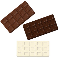 ビターチョコレート、ミルクチョコレート、ホワイトチョコレート
