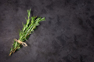 Fresh rosemary herb on the table.
